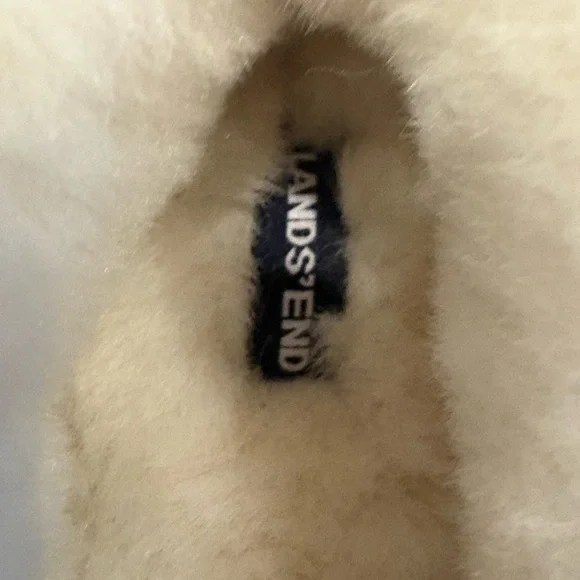 Lands' End Cozy Pink and Cream Slippers with Plush Lining - Picture 5 of 8